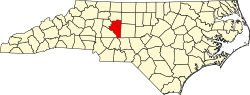 Map of North Carolina highlighting Davidson County